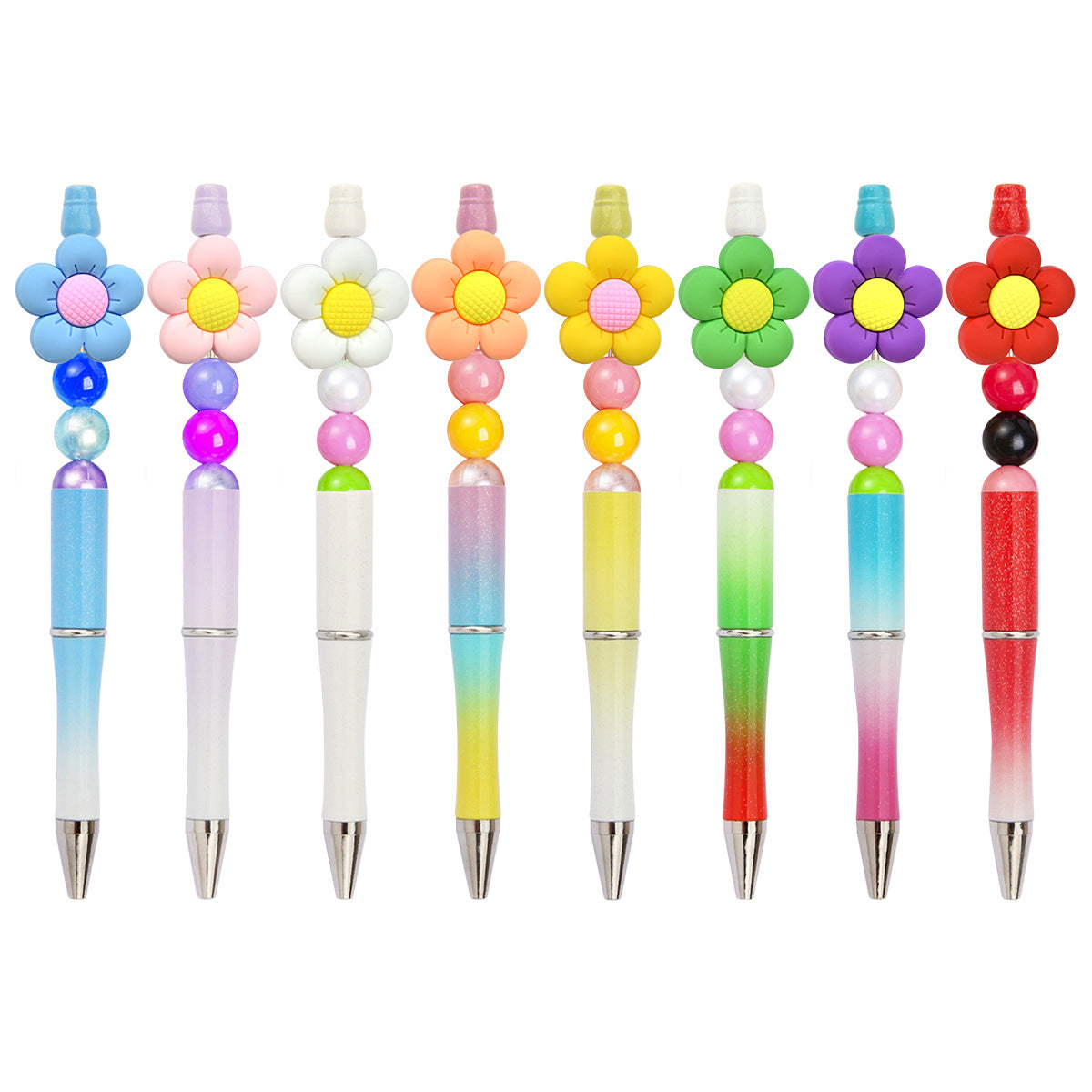 Wholesale Random100pcs Ballpoint Pen Beaded Accessories Cute Flowers Pvc Burnt Beads